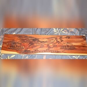 Wooden Plaque with Eagle and Flag Design